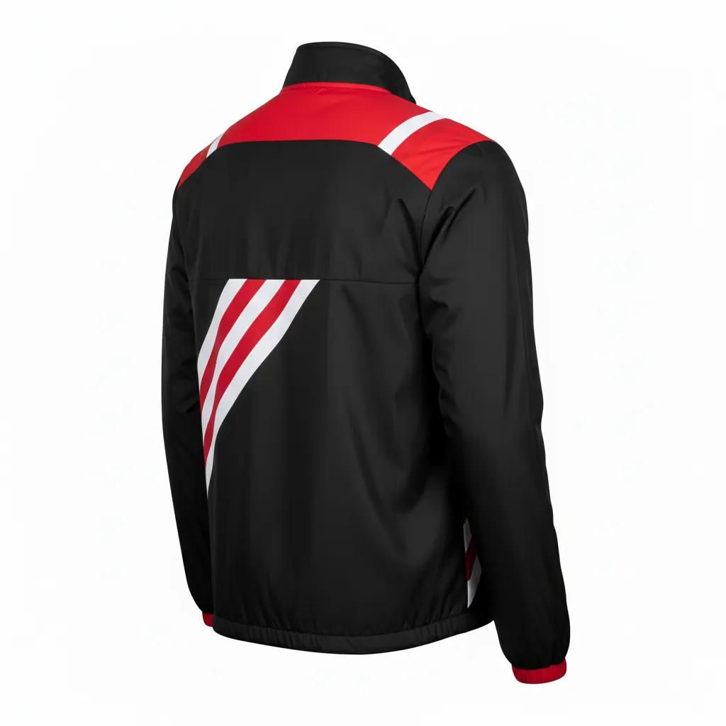 Custom Football Windbreaker - Black, Red, White - Tricolor - Back View - Kinexa Sportswear
