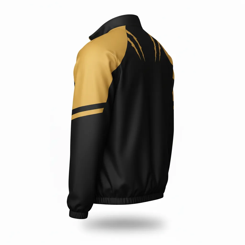 Custom Football Windbreaker - Black, Gold - Vegas Razor Slash - Back View - Kinexa Sportswear