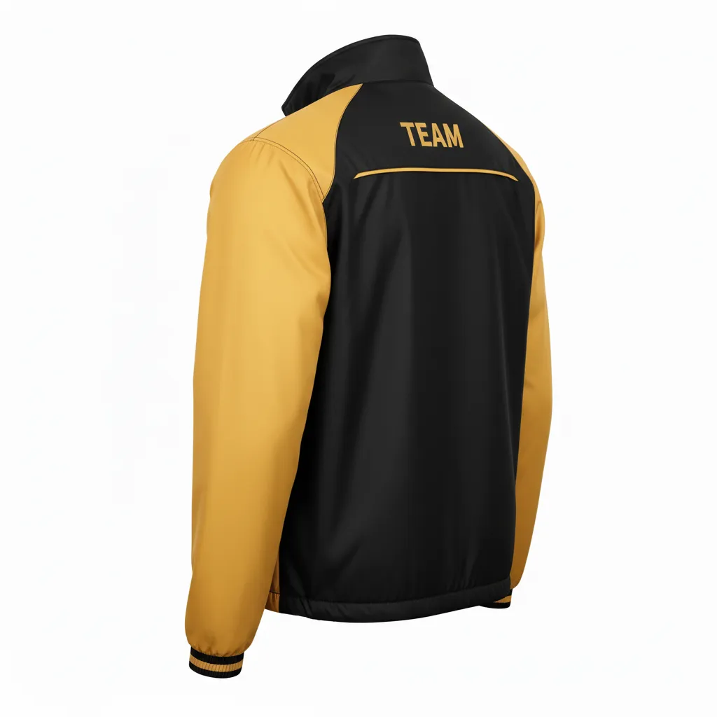 Custom Football Windbreaker - Black, Gold - Vegas Side Panel - Back View - Kinexa Sportswear
