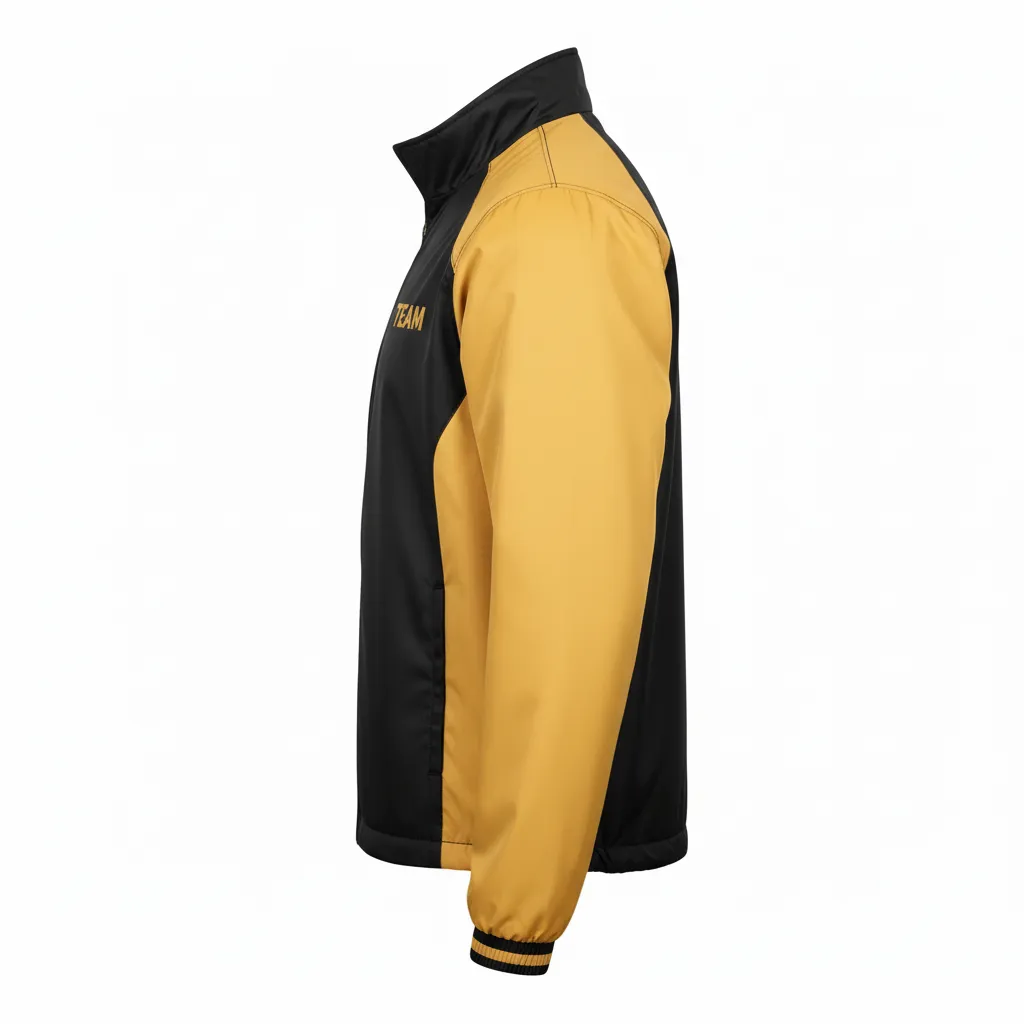 Custom Football Windbreaker - Black, Gold - Vegas Side Panel - Side View - Kinexa Sportswear