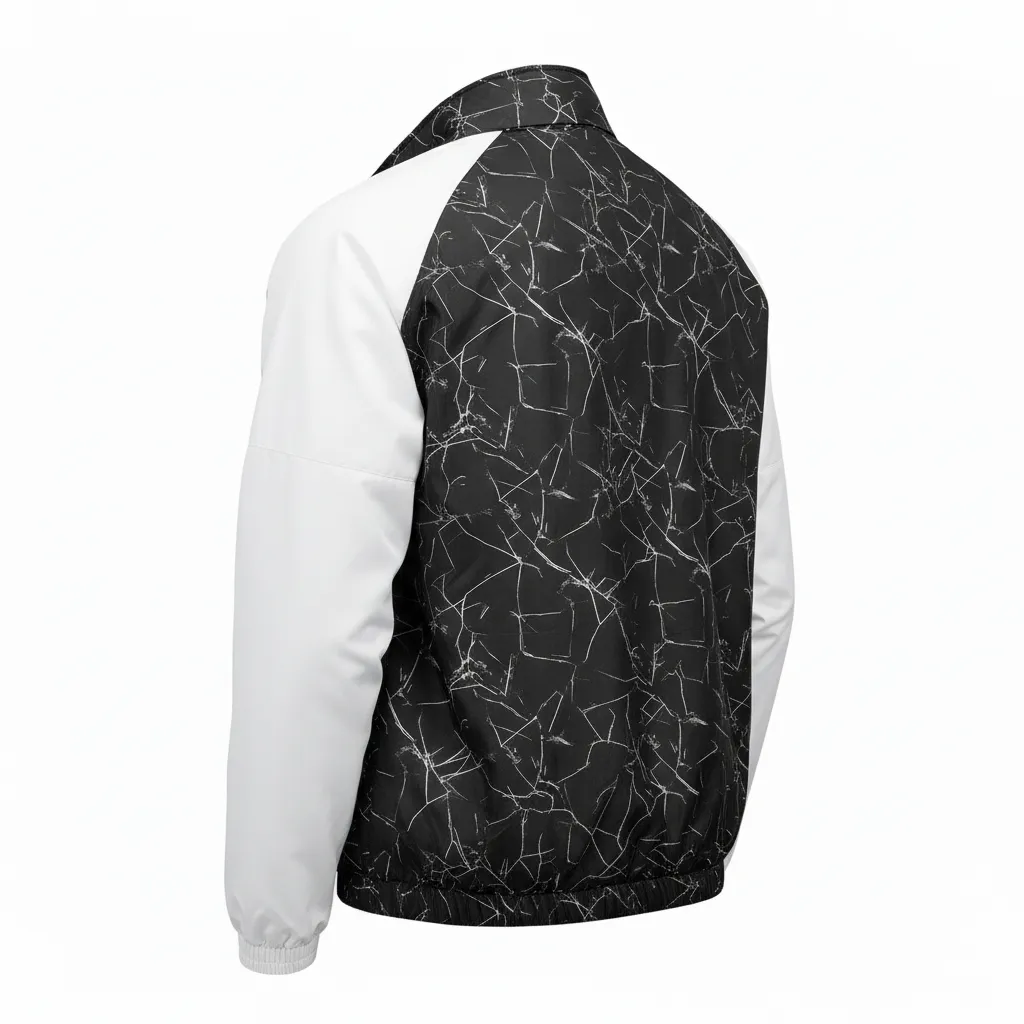 Custom Football Windbreaker - Black, White - Shattered Glass - Back View - Kinexa Sportswear