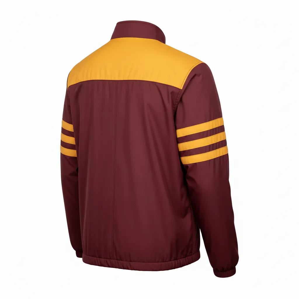 Custom Football Windbreaker - Burgundy, Gold - Vegas Triple Stripe - Back View - Kinexa Sportswear
