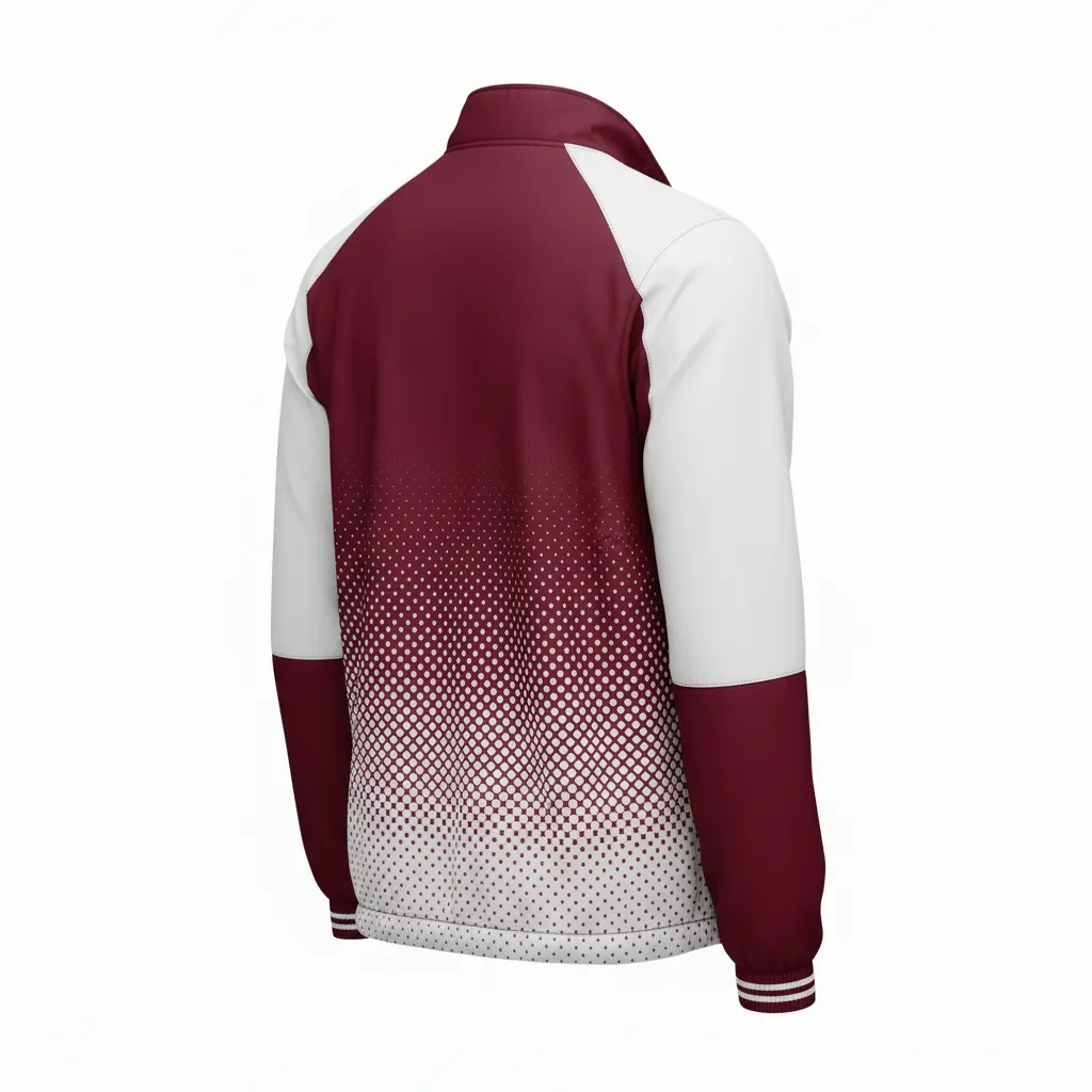 Custom Football Windbreaker - Burgundy, White - Halftone Dots - Back View - Kinexa Sportswear