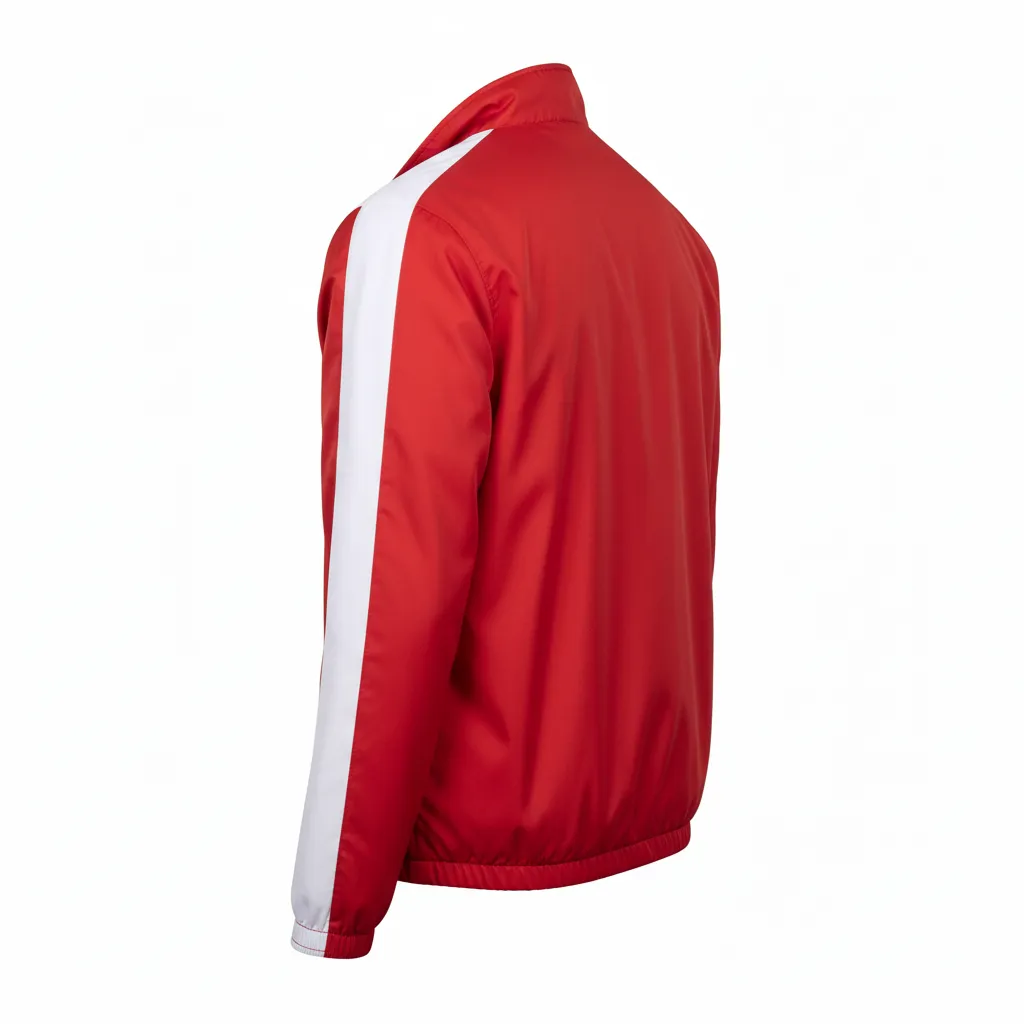 Custom Football Windbreaker - White - Cardinal Shoulder Hem Stripe - Back View - Kinexa Sportswear