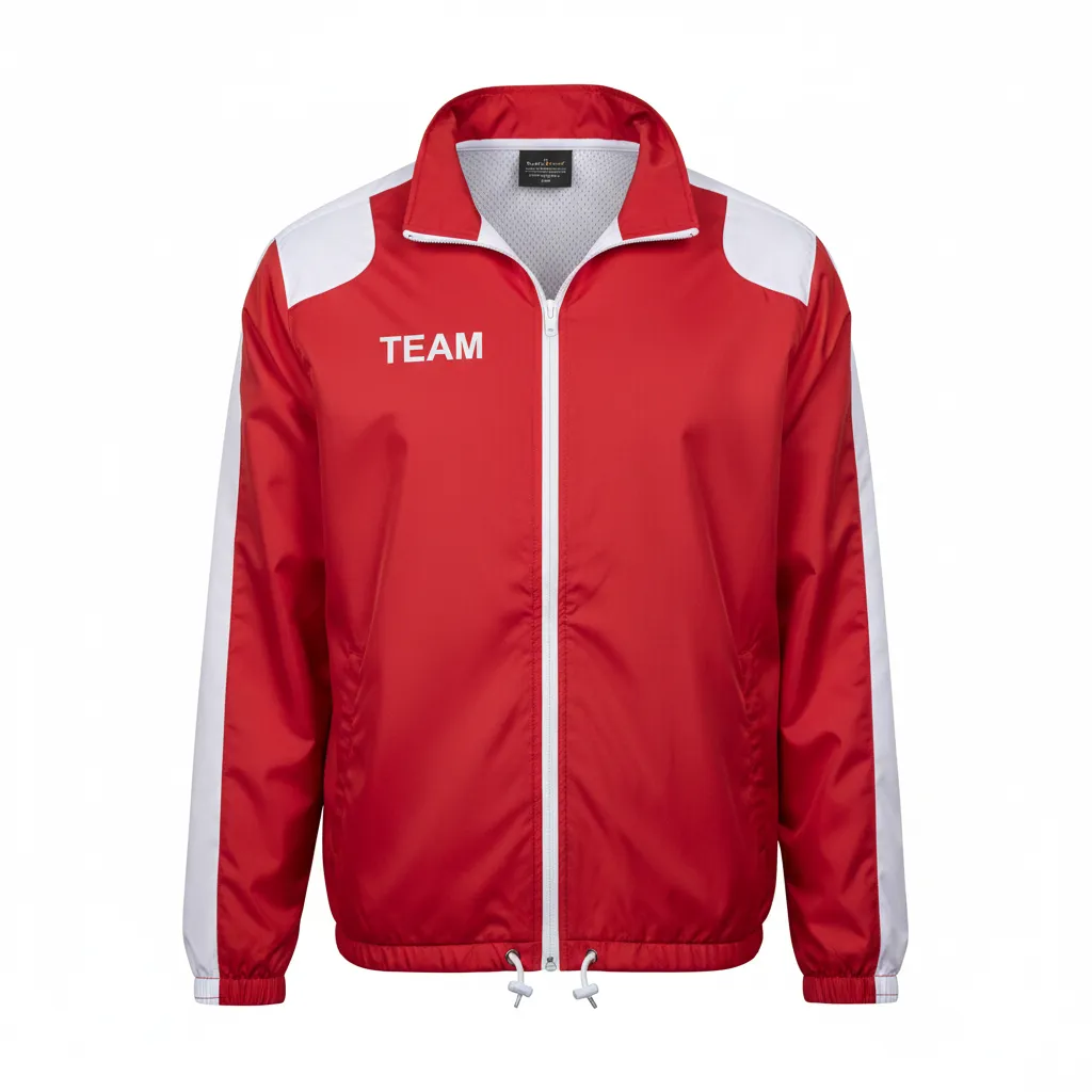 Custom Football Windbreaker - White - Cardinal Shoulder Hem Stripe - Front View - Kinexa Sportswear
