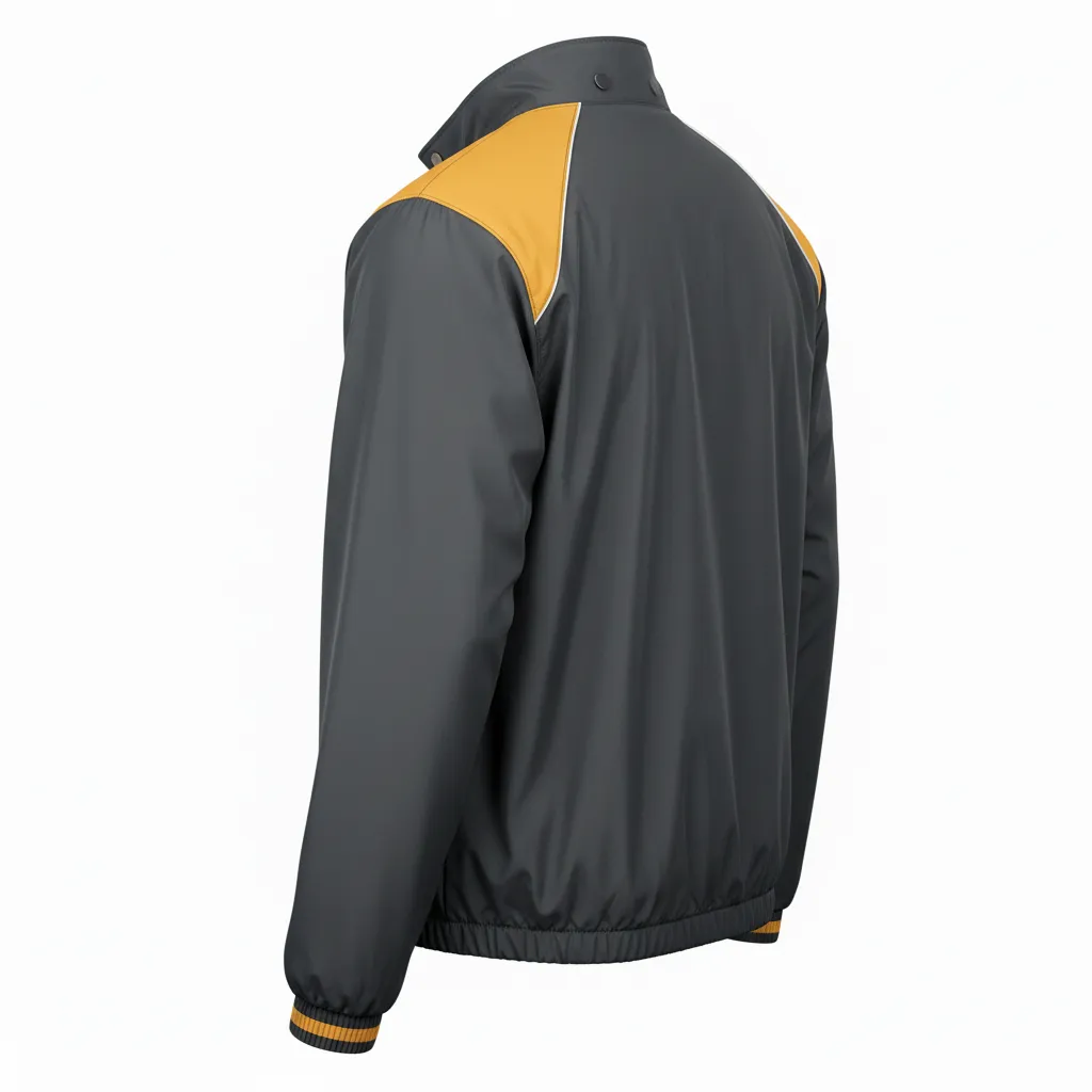 Custom Football Windbreaker - Gold - Charcoal Vegas Shoulder - Back View - Kinexa Sportswear