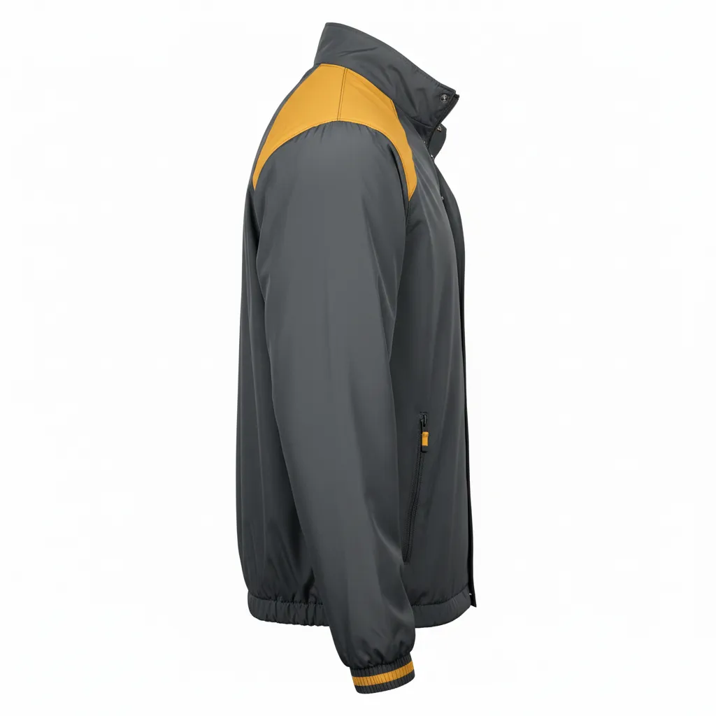 Custom Football Windbreaker - Gold - Charcoal Vegas Shoulder - Side View - Kinexa Sportswear