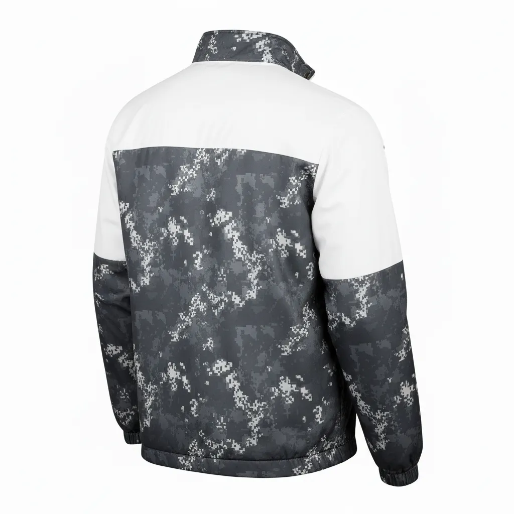 Custom Football Windbreaker - White - Charcoal Digital Camo - Back View - Kinexa Sportswear