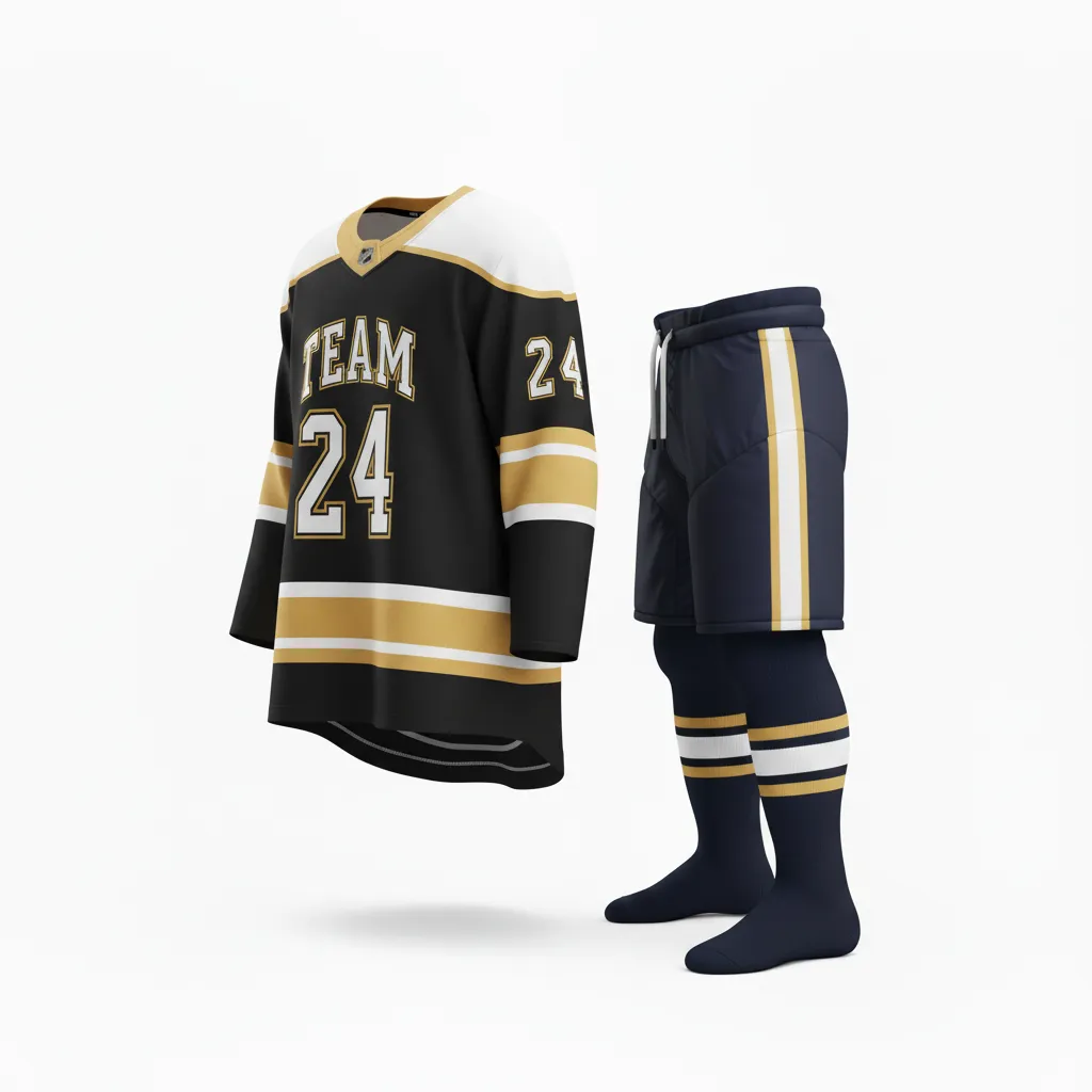 Custom Ice Hockey Away Uniform - Black - Side View - Kinexa Sportswear