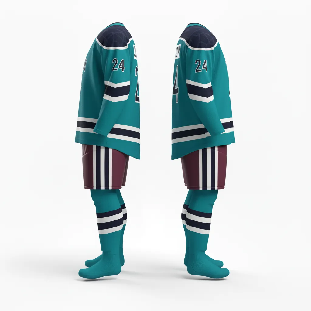 Custom Ice Hockey Away Uniform - Burgundy - Tradition - Back View - Kinexa Sportswear