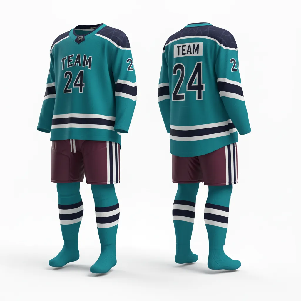 Custom Ice Hockey Away Uniform - Burgundy - Tradition - Front View - Kinexa Sportswear