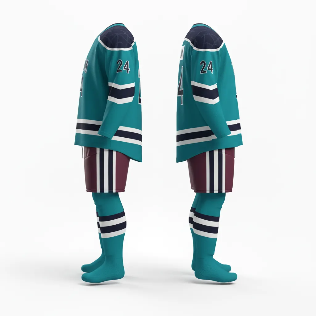 Custom Ice Hockey Away Uniform - Burgundy - Tradition - Side View - Kinexa Sportswear
