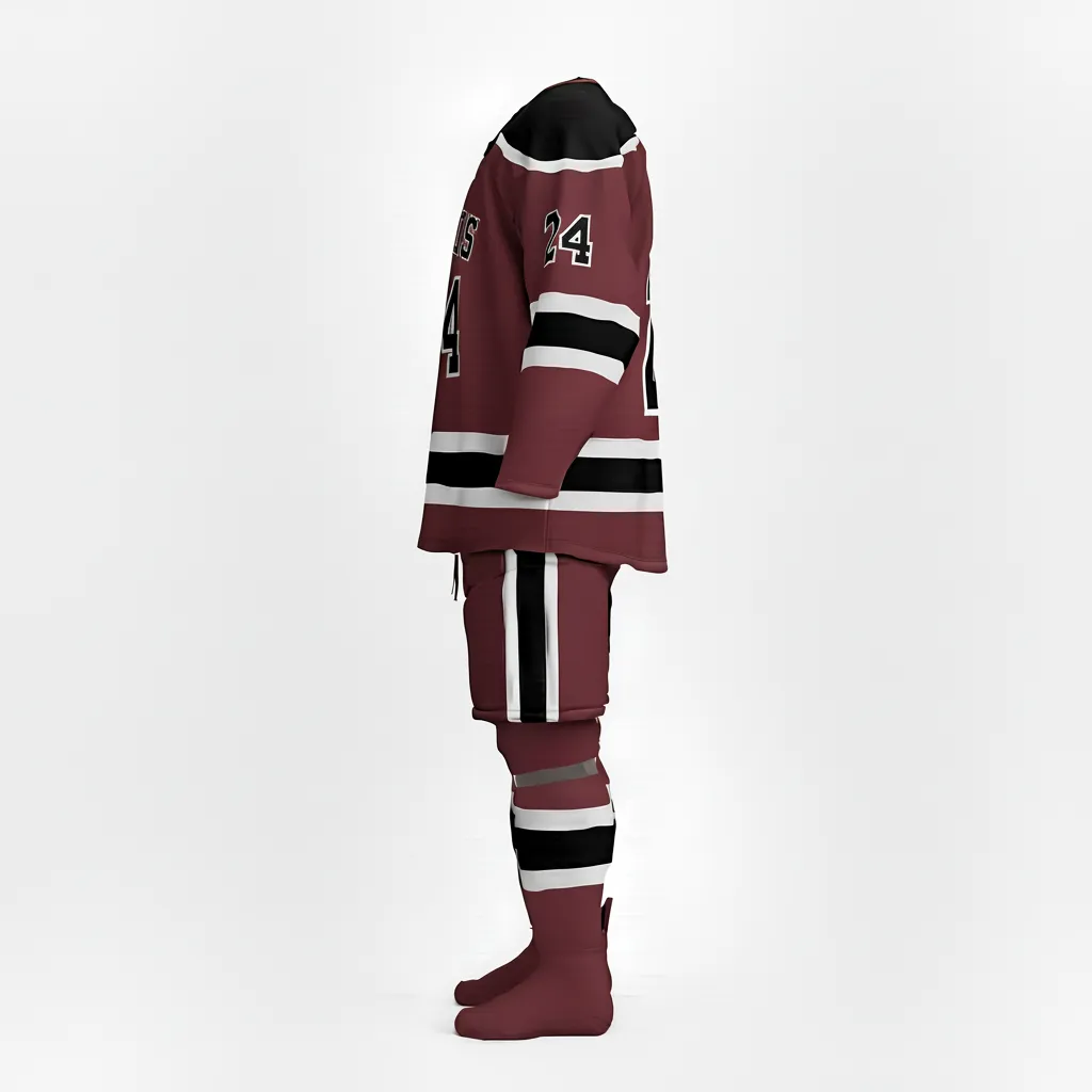 Custom Ice Hockey Away Uniform - Gold - Cardinal - Side View - Kinexa Sportswear