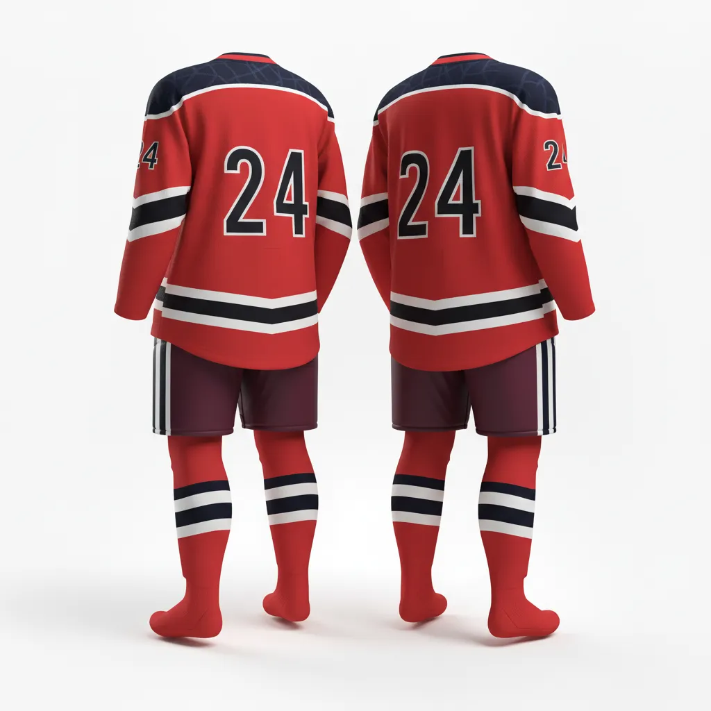 Custom Ice Hockey Away Uniform - Custom Design - Cardinal Power - Back View - Kinexa Sportswear
