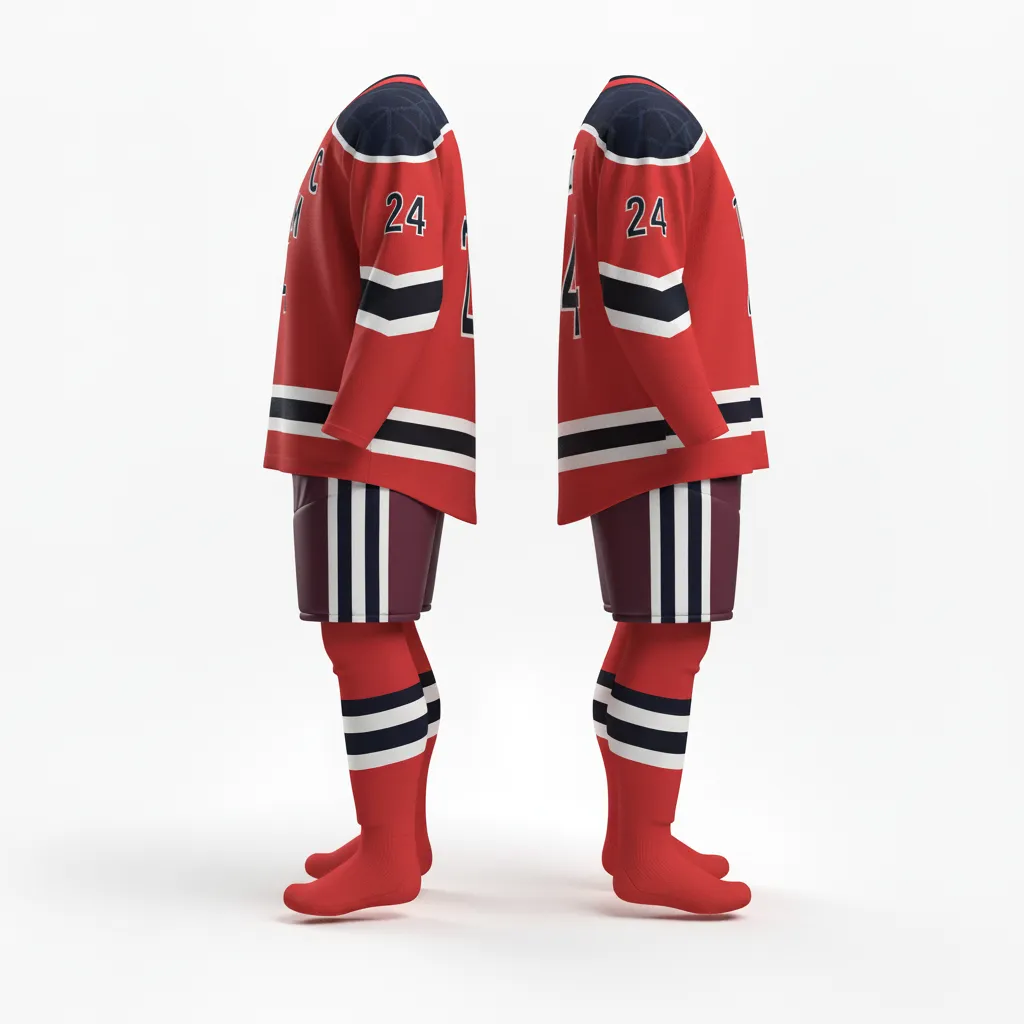 Custom Ice Hockey Away Uniform - Custom Design - Cardinal Power - Side View - Kinexa Sportswear