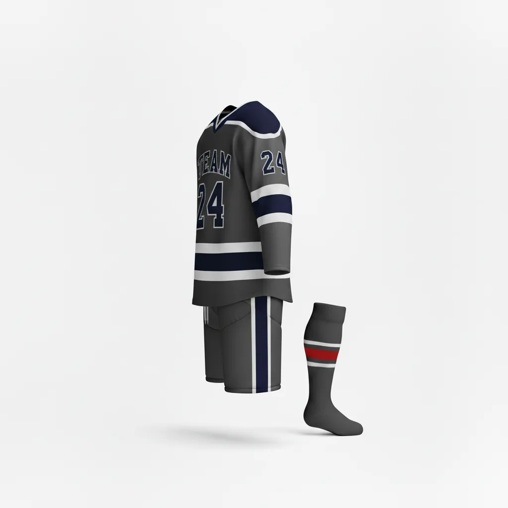 Custom Ice Hockey Away Uniform - Navy - Charcoal - Back View - Kinexa Sportswear
