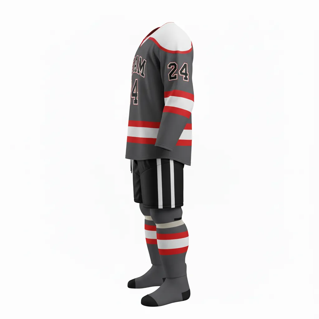 Custom Ice Hockey Away Uniform - Custom Design - Charcoal Shadow - Front View - Kinexa Sportswear