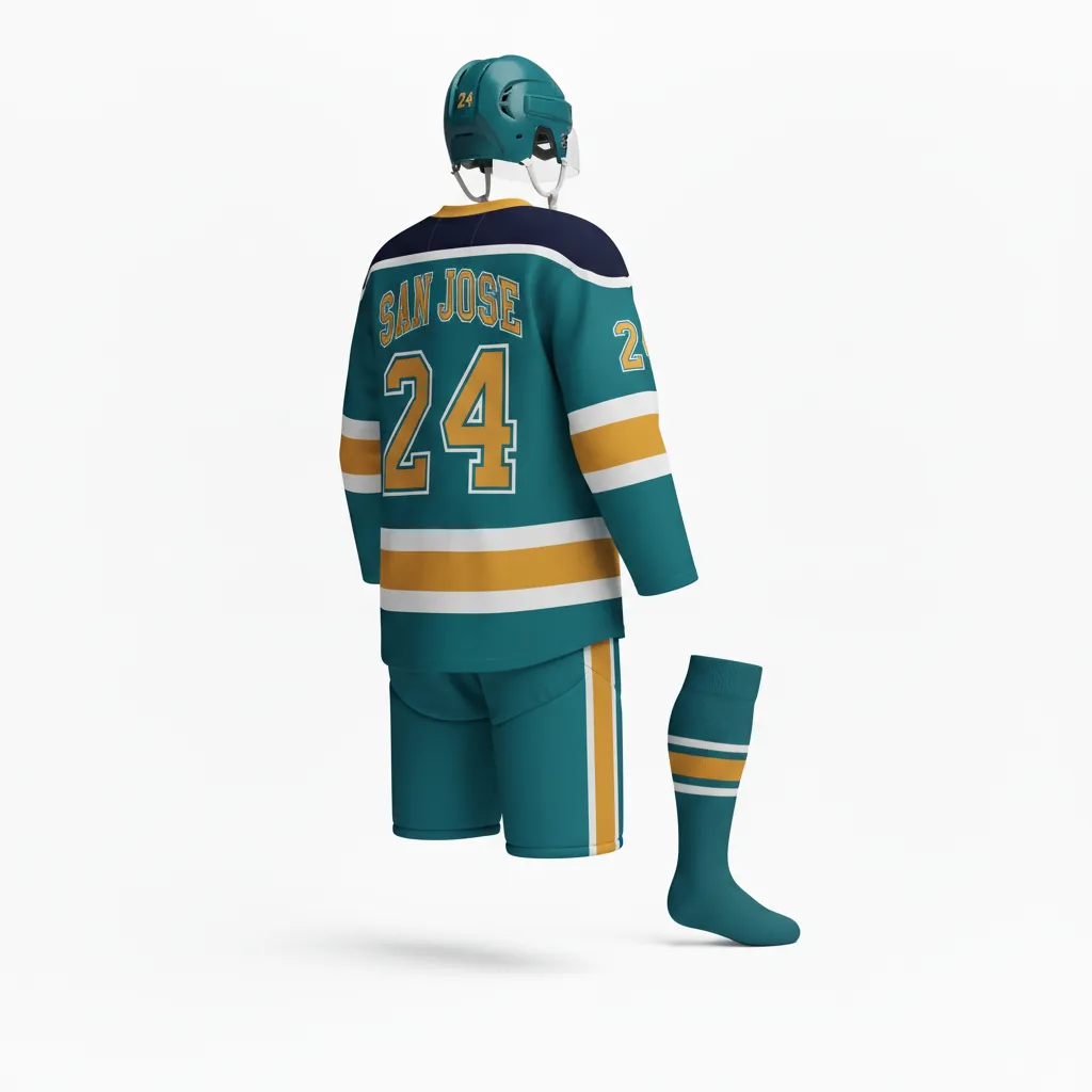 Custom Ice Hockey Away Uniform - Navy - Columbia - Back View - Kinexa Sportswear
