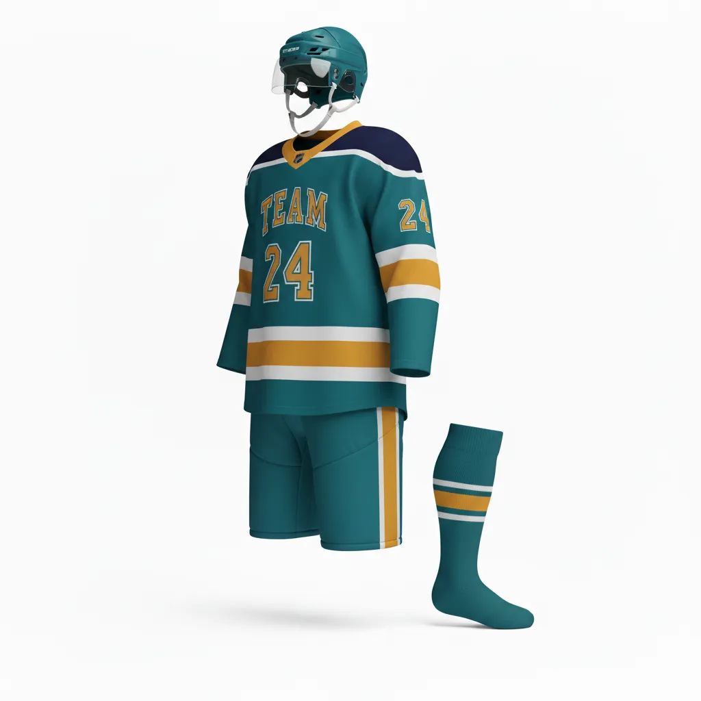 Custom Ice Hockey Away Uniform - Navy - Columbia - Front View - Kinexa Sportswear