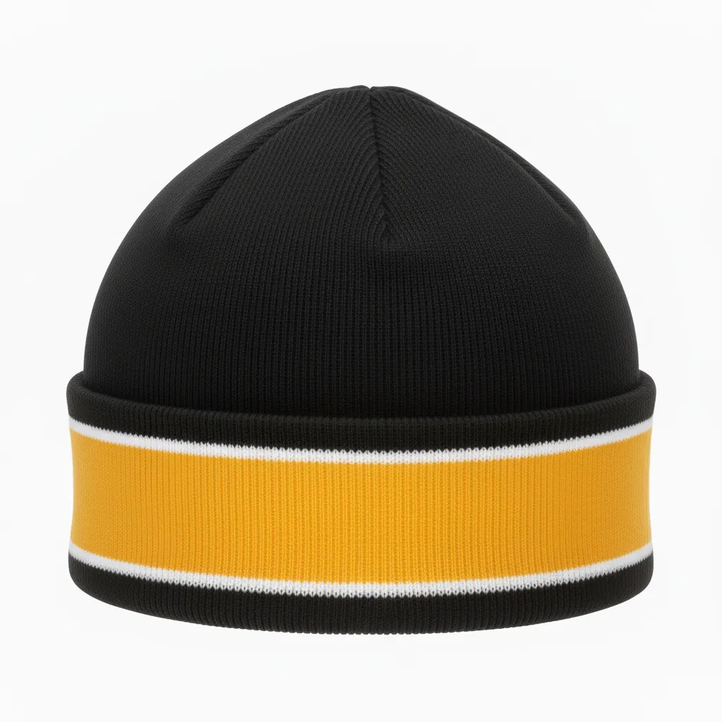 Custom Ice Hockey Beanie - Black, Gold, White - Back View - Kinexa Sportswear