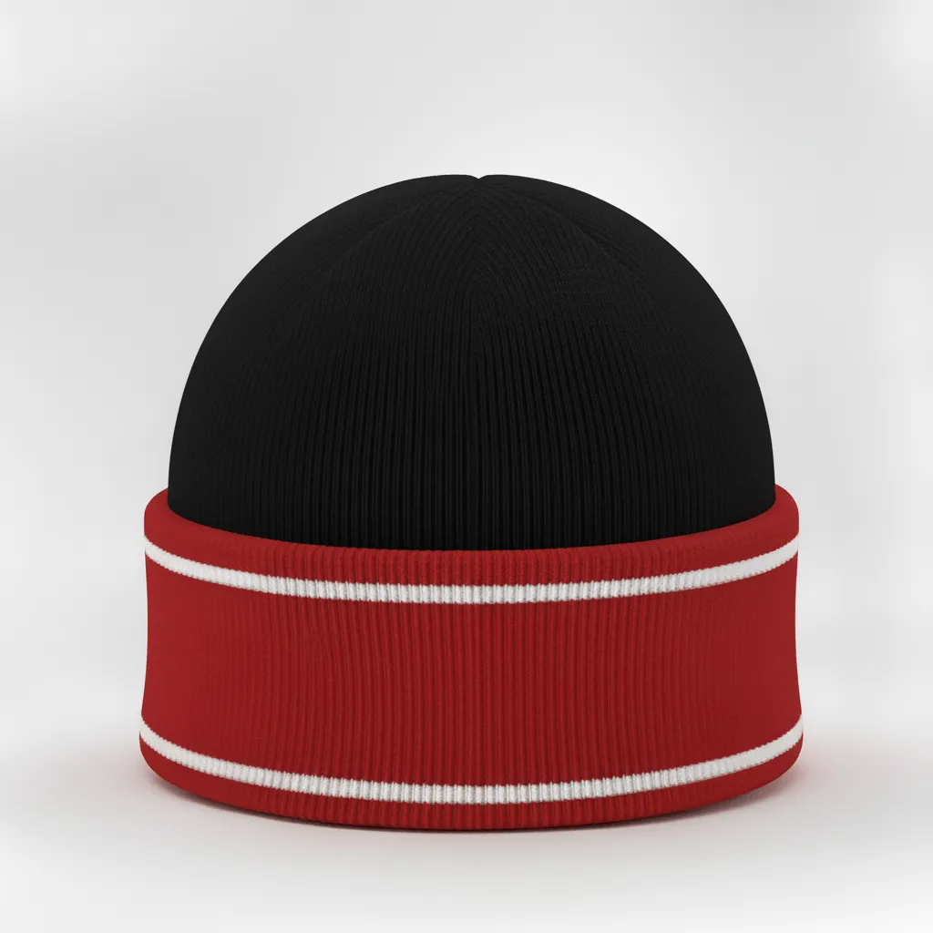 Custom Ice Hockey Beanie - Black, Red, White - Back View - Kinexa Sportswear