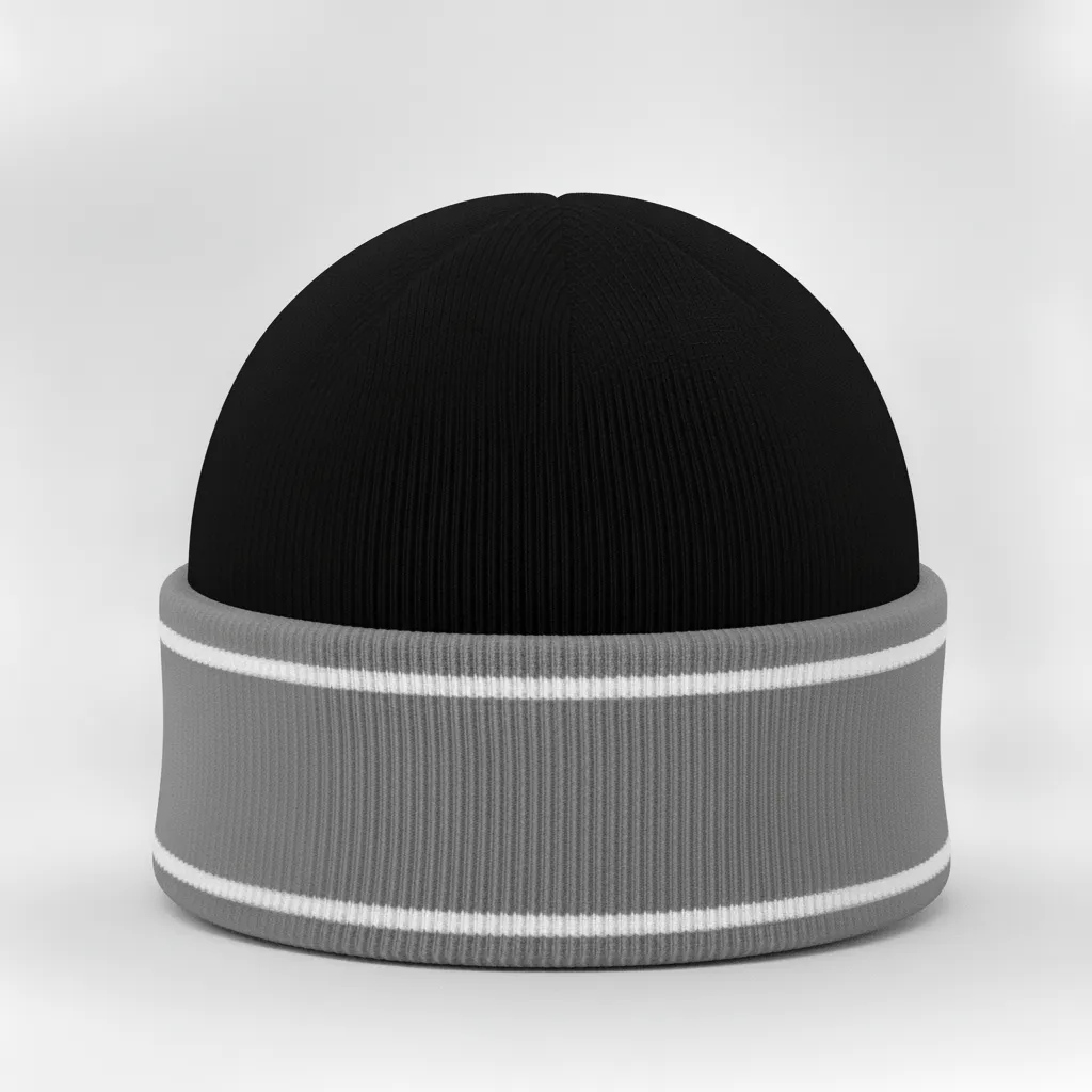 Custom Ice Hockey Beanie - Black, Silver, White - Back View - Kinexa Sportswear