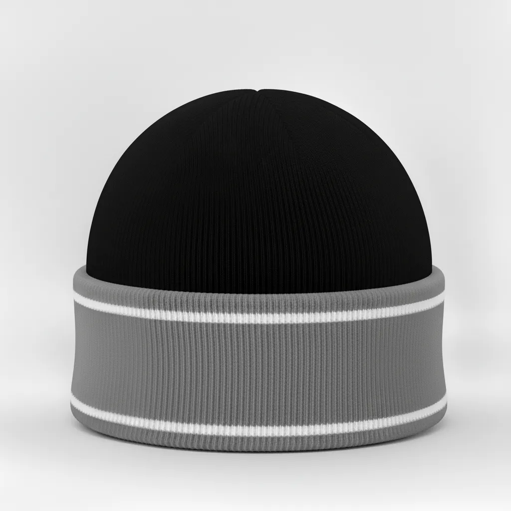 Custom Ice Hockey Beanie - Black, White, Grey - Back View - Kinexa Sportswear