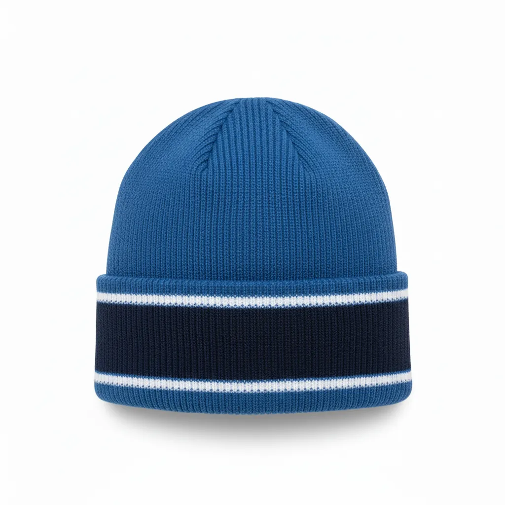 Custom Ice Hockey Beanie - Navy, White - Columbia - Side View - Kinexa Sportswear