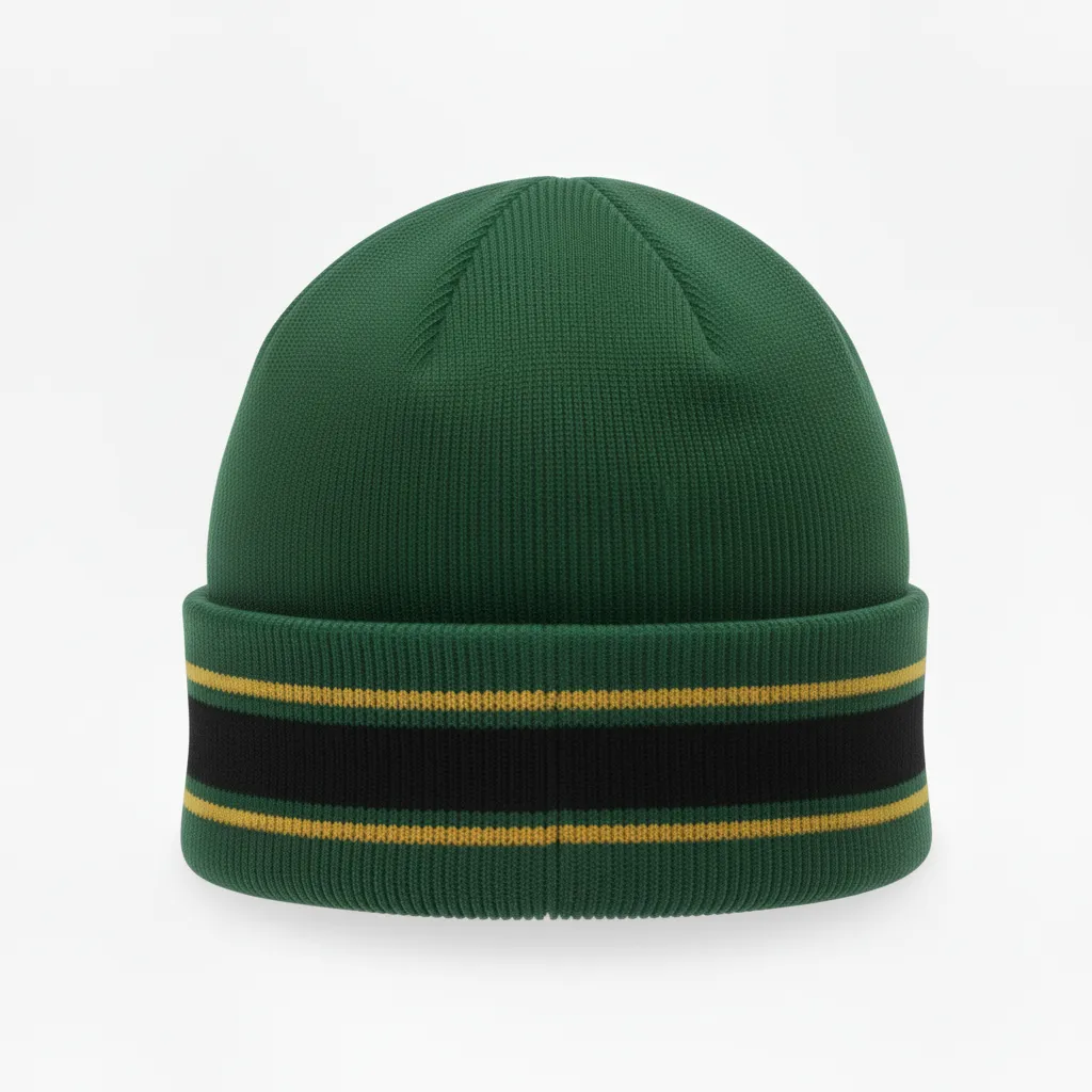 Custom Ice Hockey Beanie - Black, Gold - Forest - Back View - Kinexa Sportswear