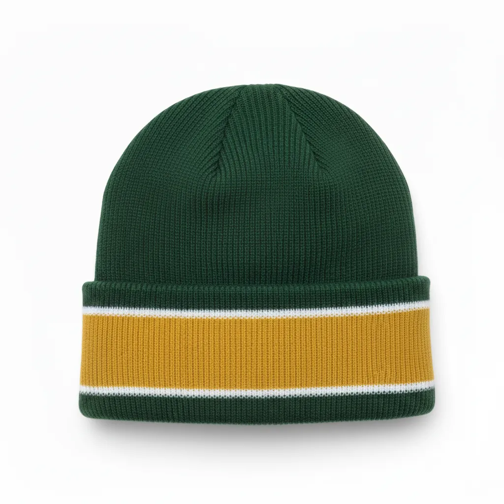 Custom Ice Hockey Beanie - Gold, White - Forest - Back View - Kinexa Sportswear