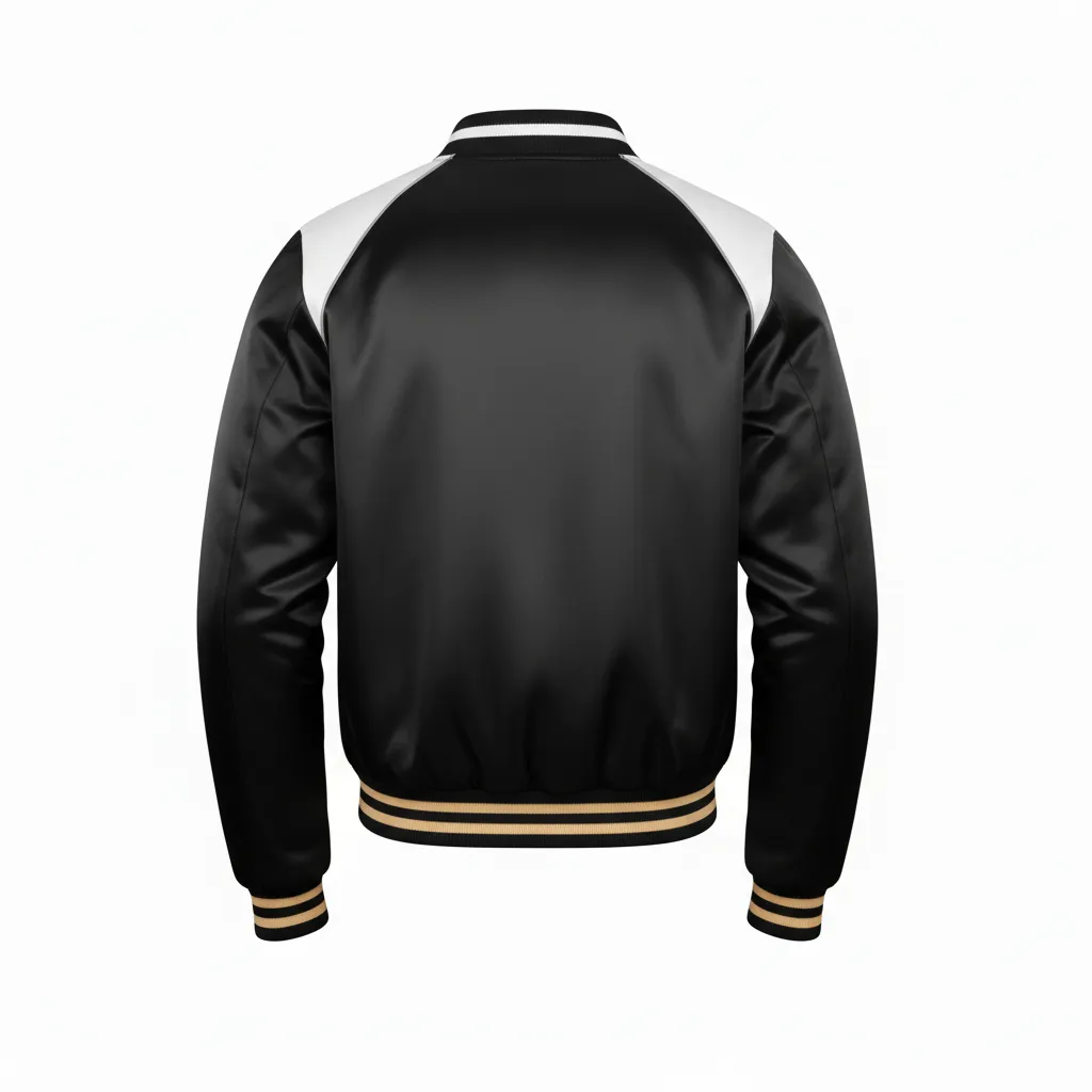 Custom Ice Hockey Bomber Jacket - Black, Gold, White - Back View - Kinexa Sportswear