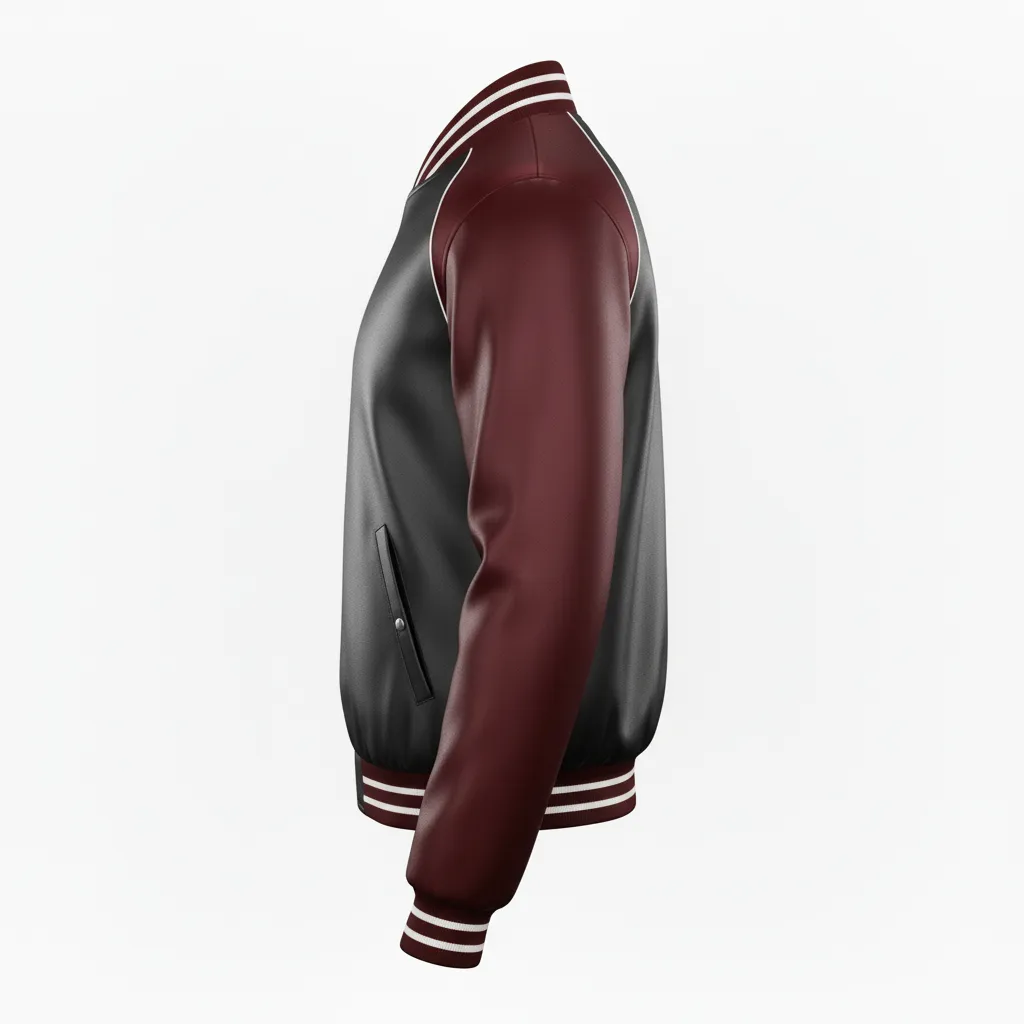 Custom Ice Hockey Bomber Jacket - Black, Red, White - Back View - Kinexa Sportswear
