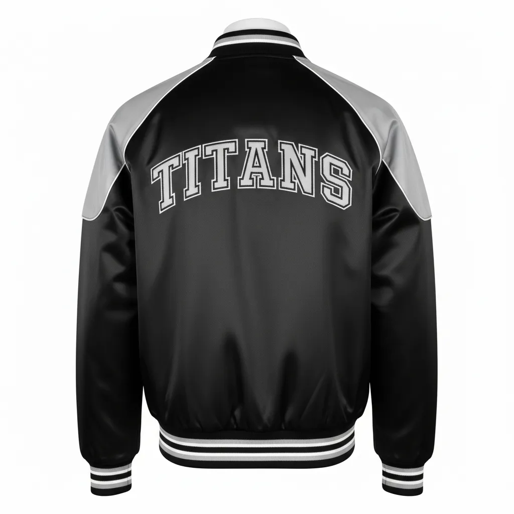 Custom Ice Hockey Bomber Jacket - Black, Silver, White - Back View - Kinexa Sportswear