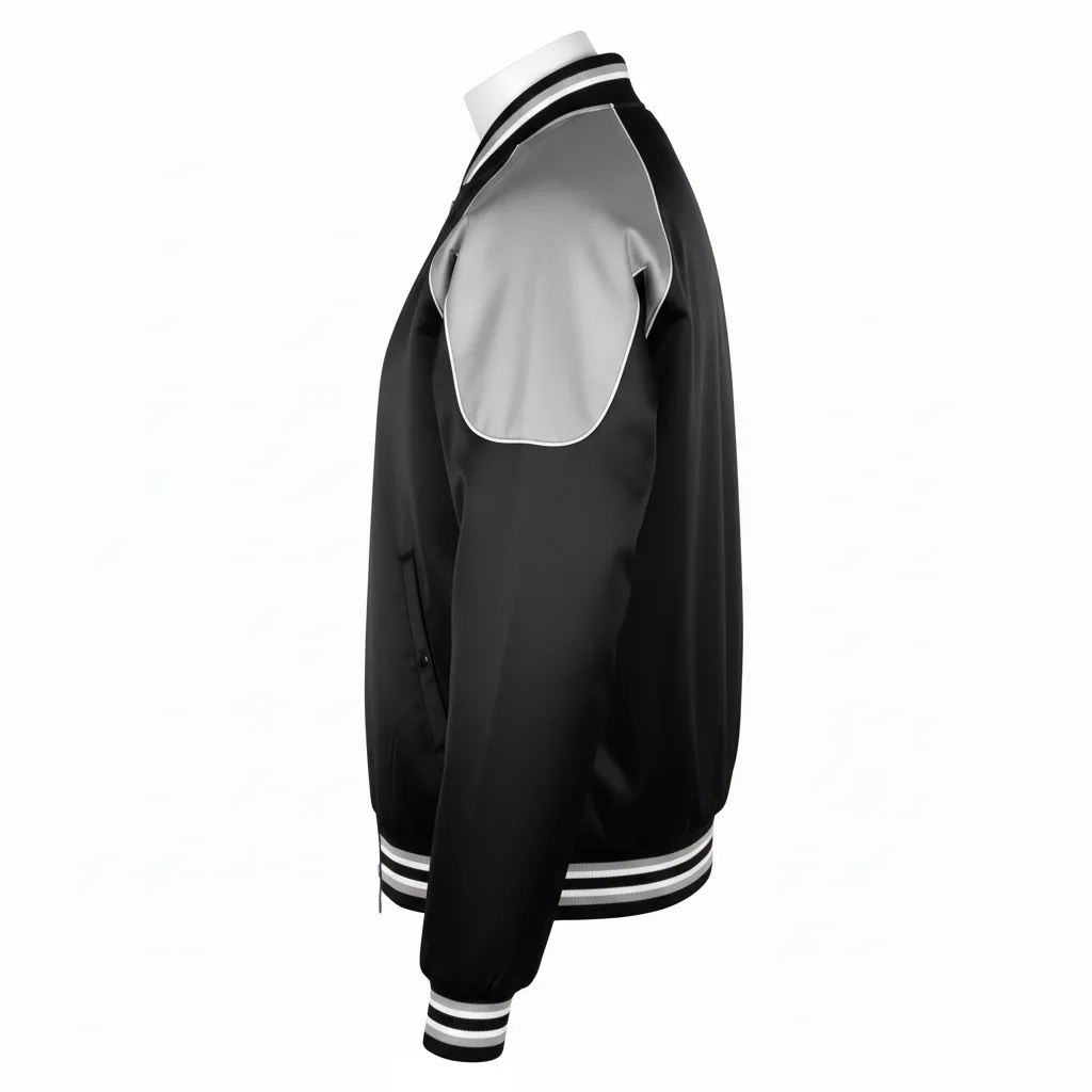 Custom Ice Hockey Bomber Jacket - Black, White, Grey - Back View - Kinexa Sportswear