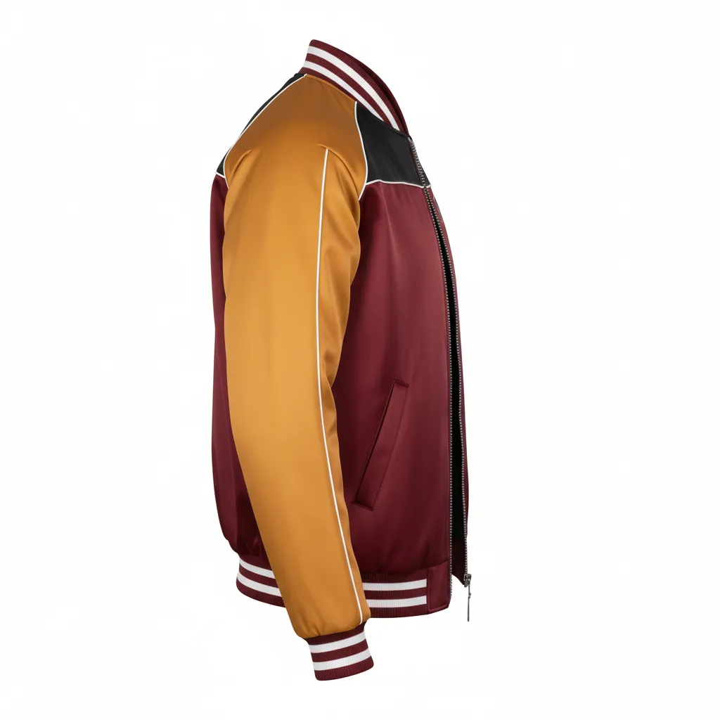 Custom Ice Hockey Bomber Jacket - Black, White - Cardinal - Side View - Kinexa Sportswear