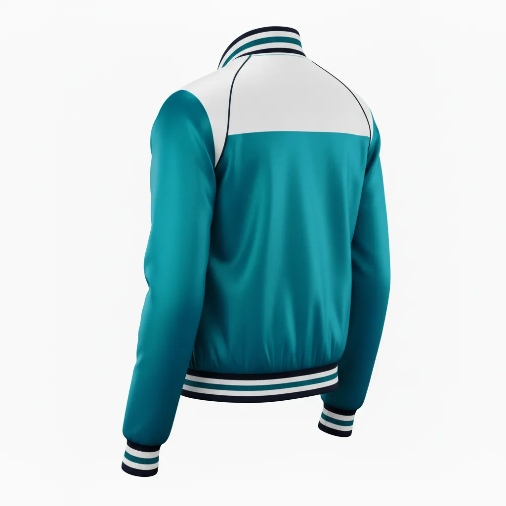 Custom Ice Hockey Bomber Jacket - Black, White - Columbia - Back View - Kinexa Sportswear