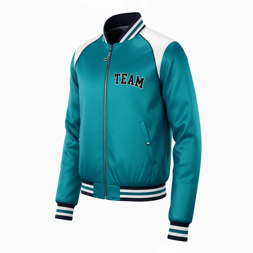 Custom Ice Hockey Bomber Jacket - Black, White - Columbia - Front View - Kinexa Sportswear