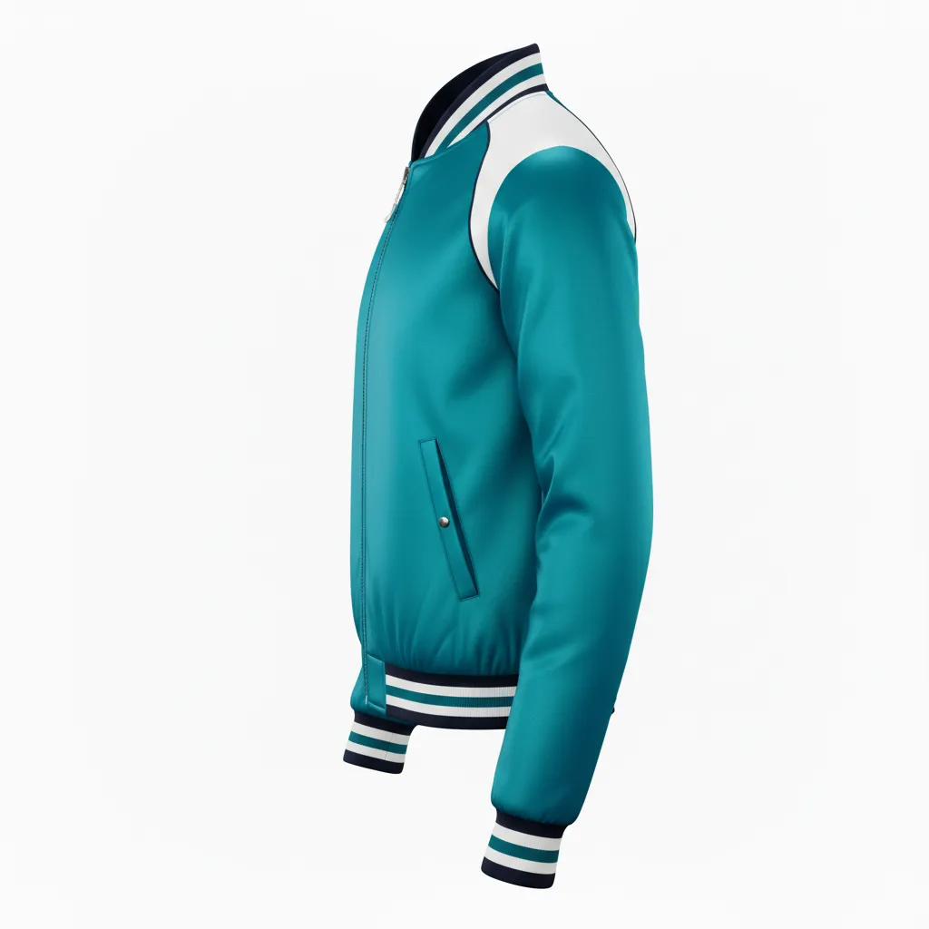 Custom Ice Hockey Bomber Jacket - Black, White - Columbia - Side View - Kinexa Sportswear