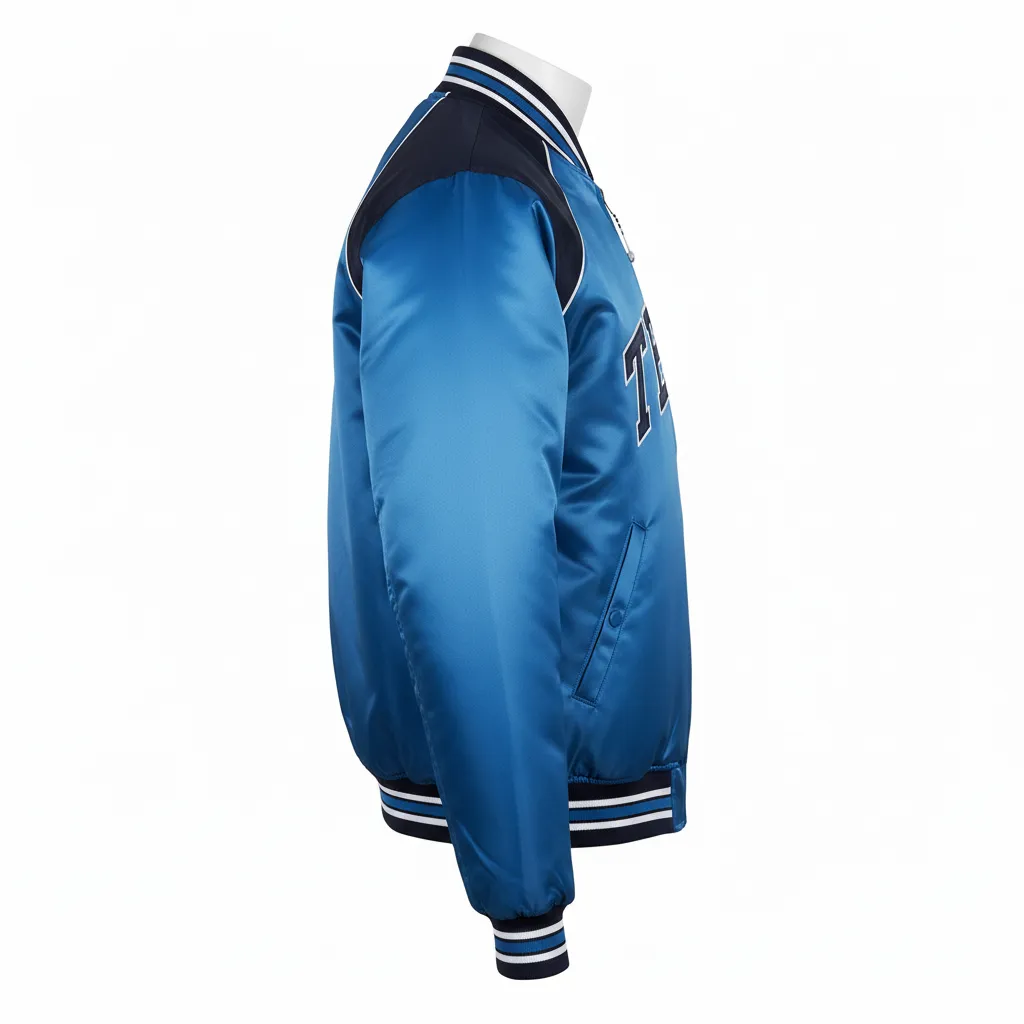 Custom Ice Hockey Bomber Jacket - Navy, White - Columbia - Side View - Kinexa Sportswear