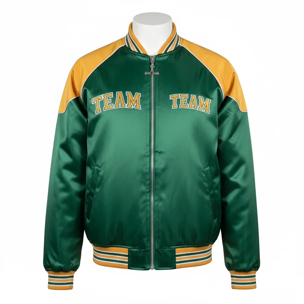 Custom Ice Hockey Bomber Jacket - Gold, White - Forest - Front View - Kinexa Sportswear