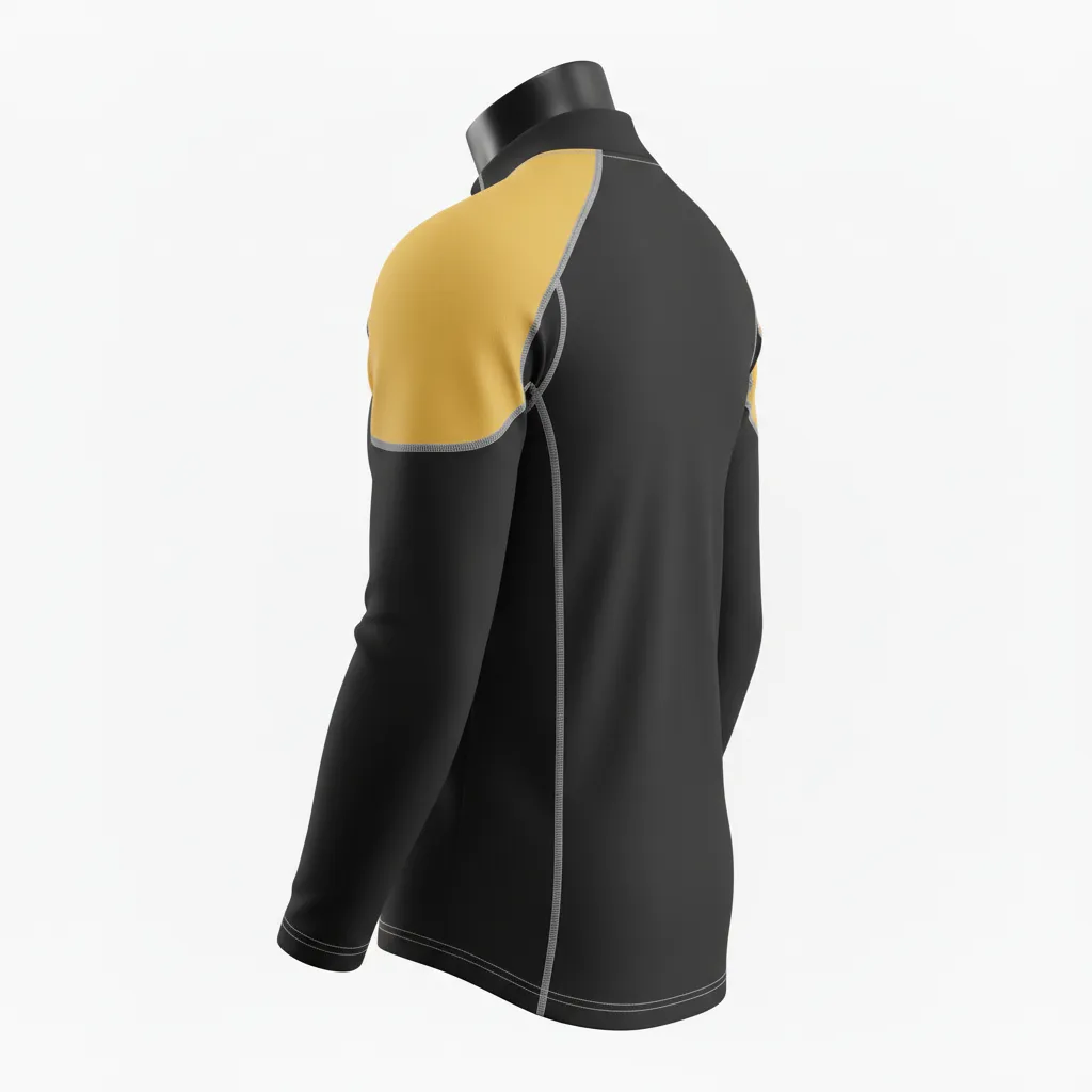 Custom Ice Hockey Compression Base Layer - Black, Gold, White - Back View - Kinexa Sportswear