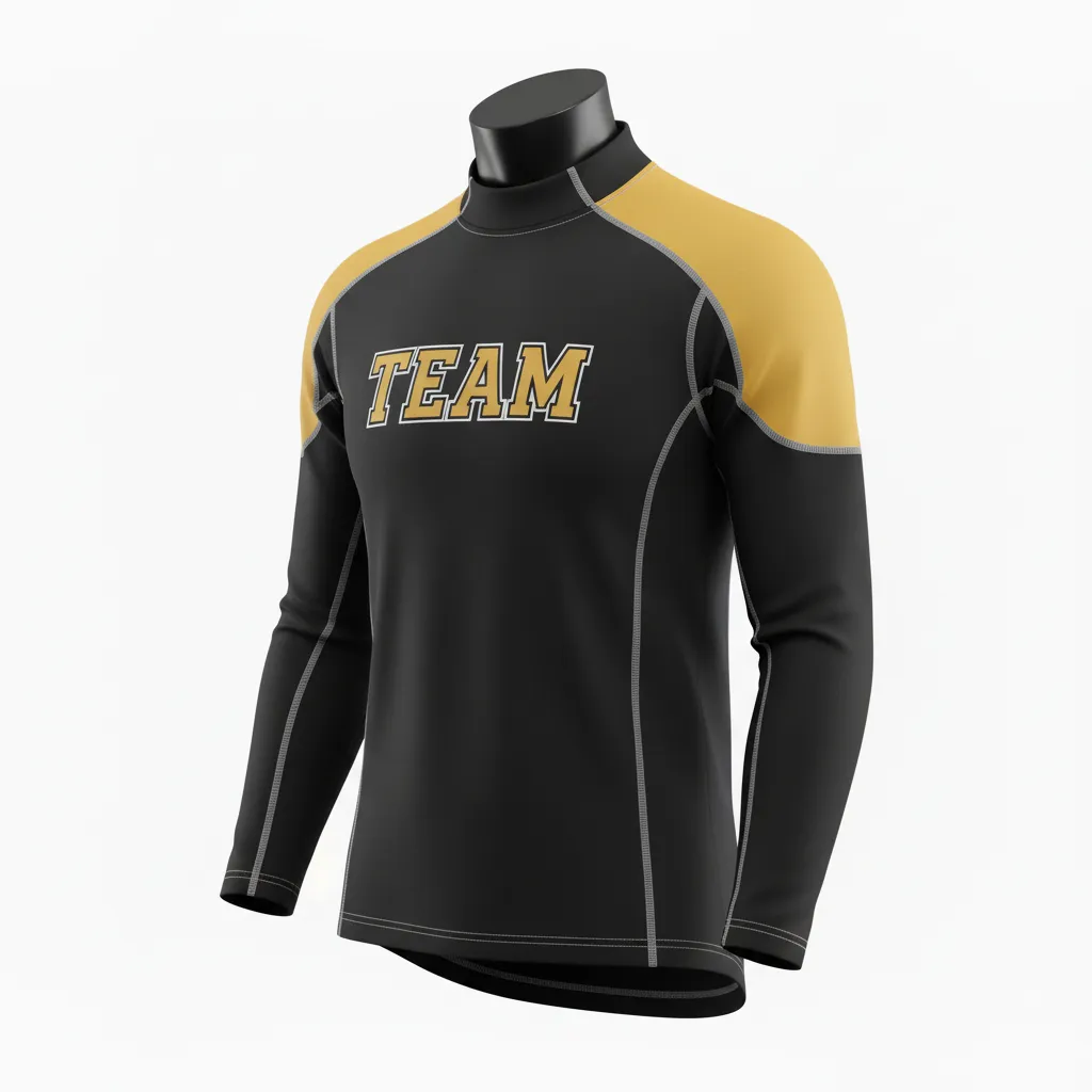 Custom Ice Hockey Compression Base Layer - Black, Gold, White - Front View - Kinexa Sportswear