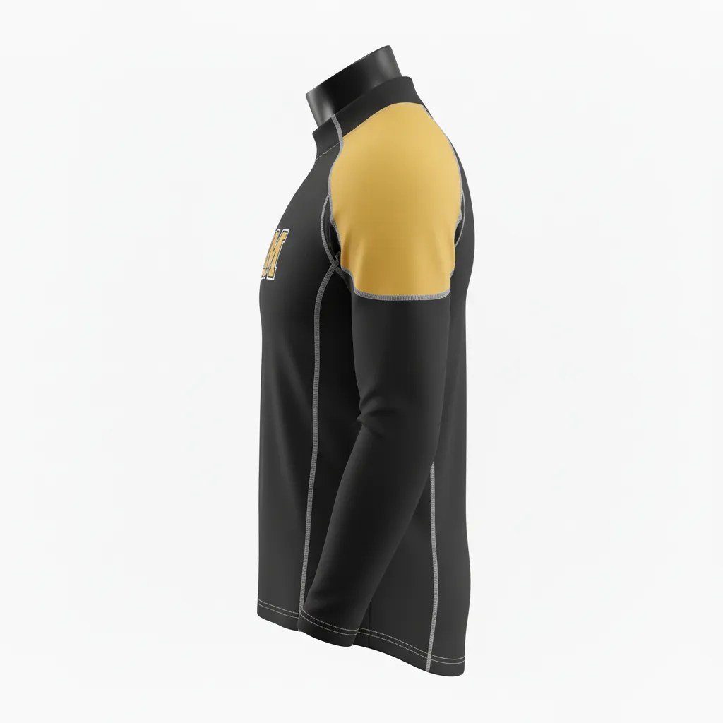 Custom Ice Hockey Compression Base Layer - Black, Gold, White - Side View - Kinexa Sportswear