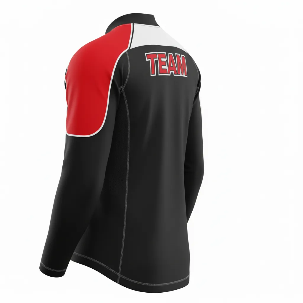 Custom Ice Hockey Compression Base Layer - Black, Red, White - Back View - Kinexa Sportswear