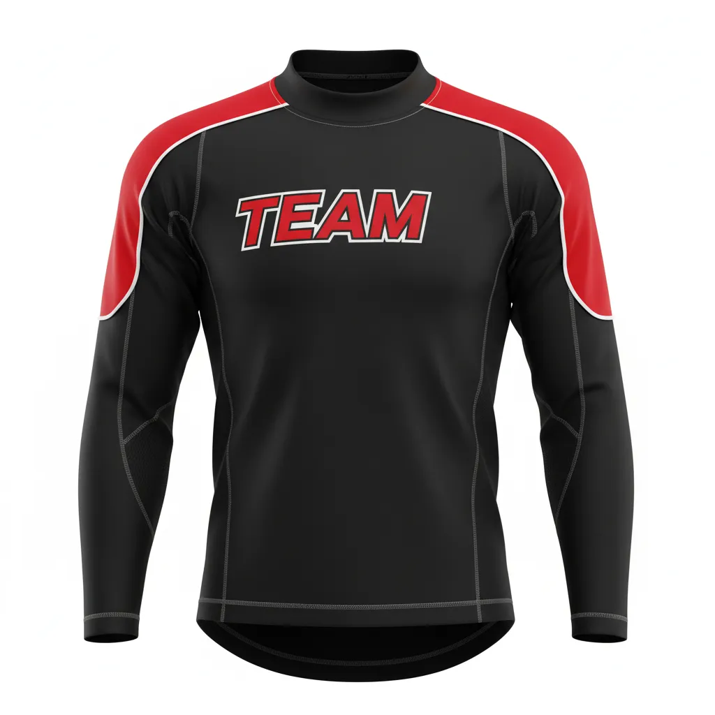 Custom Ice Hockey Compression Base Layer - Black, Red, White - Front View - Kinexa Sportswear