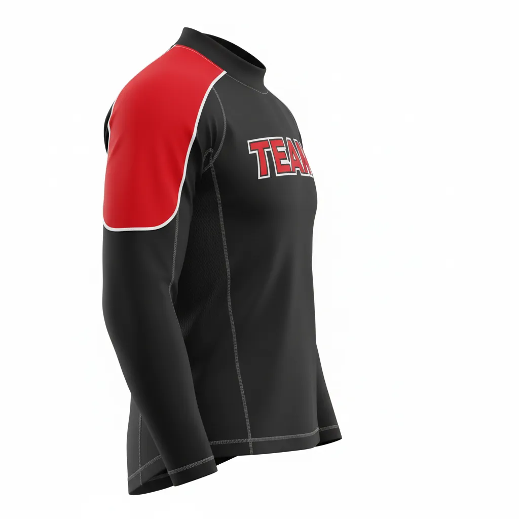 Custom Ice Hockey Compression Base Layer - Black, Red, White - Side View - Kinexa Sportswear