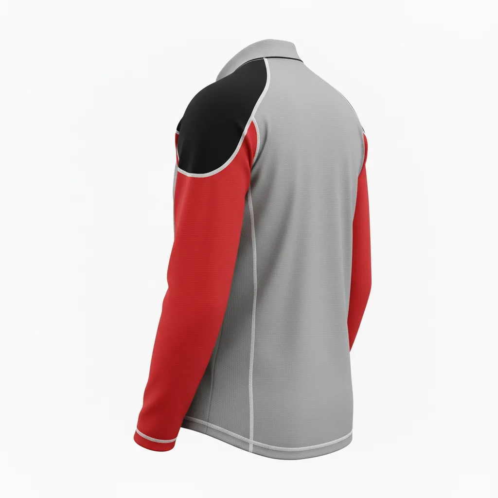 Custom Ice Hockey Compression Base Layer - Red, White - Charcoal - Back View - Kinexa Sportswear
