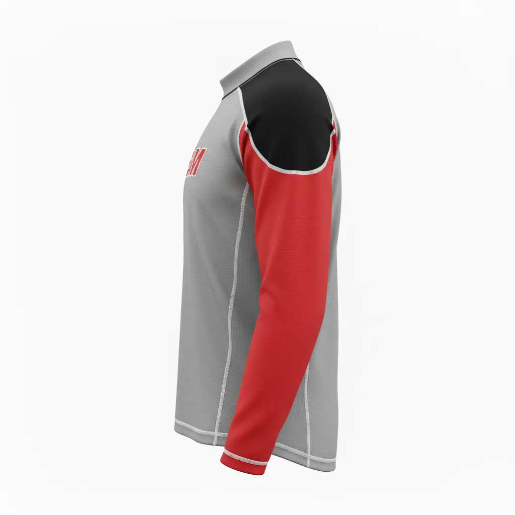 Custom Ice Hockey Compression Base Layer - Red, White - Charcoal - Side View - Kinexa Sportswear