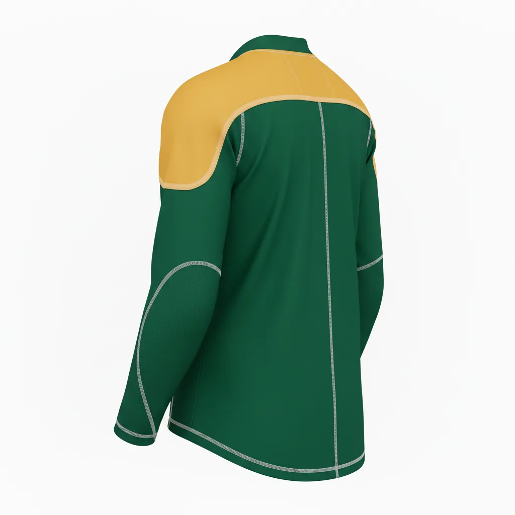 Custom Ice Hockey Compression Base Layer - Gold, White - Forest - Back View - Kinexa Sportswear