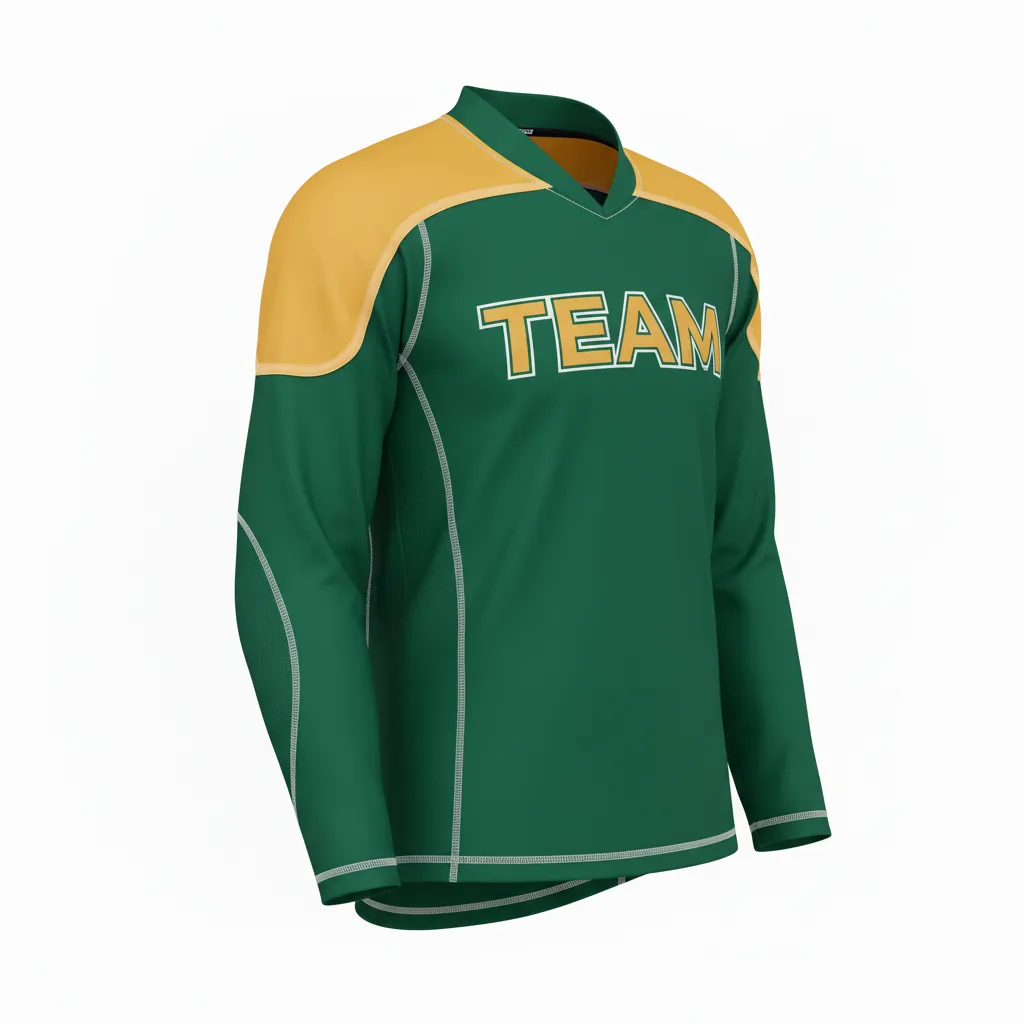 Custom Ice Hockey Compression Base Layer - Gold, White - Forest - Front View - Kinexa Sportswear